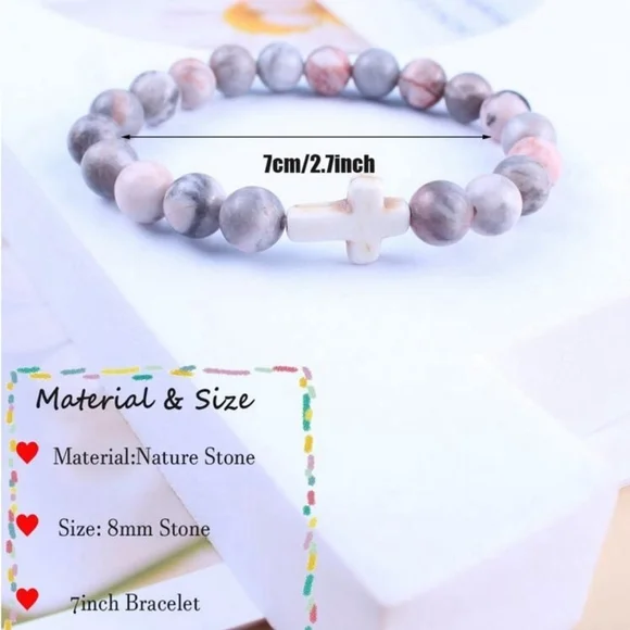 ⚠️Clearance Natural Healing Crystal Cross Bracelet SS - Picture 2 of 6